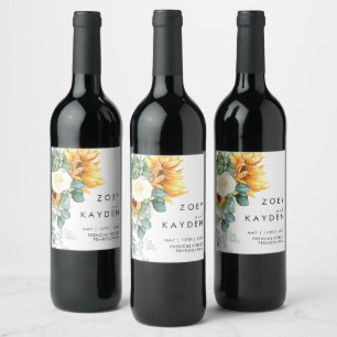 Fet Land solros   Bröllop Vin-etikett Vinflaska Etikett