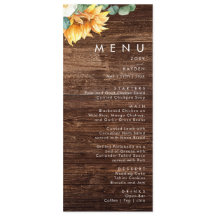 Fet Land solros | Torsmeny för trä Bröllop