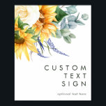 Fet Landsbygd Solsikkekort och Present Anpassat Te Poster<br><div class="desc">Denna djärva lands-solgul | kort och present anpassad skylt är perfekt för ditt enkla klassiska boho sommar bakgård lada bröllop. Designen har en bukett av vintage akvarell guldfärgade och rustika orangea solrosor, elegant modern salvia grön eukalyptus grönska och en vit elfenbensros. Designen är idealisk för ett avslappnat utomhus minimalistiskt höstbröllop....</div>