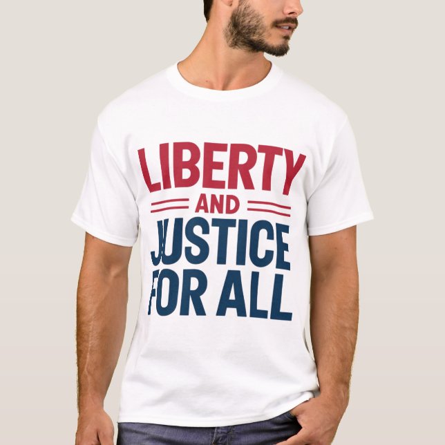 Fet Liberty & Justice: Amerikansk T Shirt (Framsida)