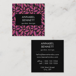 Fet Lila Löv Petal Garden Mönster Fyrkantigt Visitkort