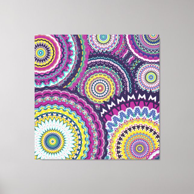Fet Lila Mutli-Mandalas Canvastryck (Framsida)