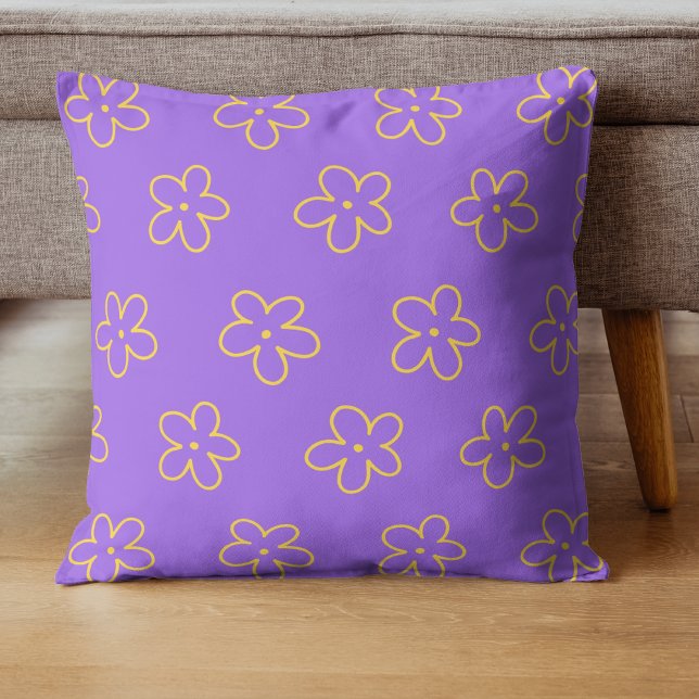 Fet Lila och Gult Flower Vibrant Tropical Kudde (Skapare uppladdad)