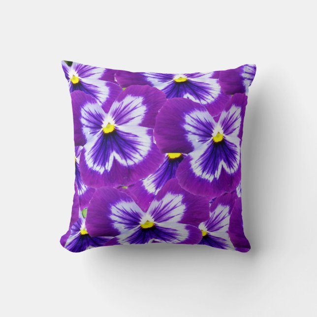 Fet Lila Pansies Kudde (Framsida)
