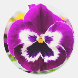 Fet Lila Pansy Digital Flower Paeing Runt Klistermärke