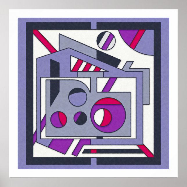Fet Lila Rosa Geometric Abstrakt Industrial Des Poster (Framsidan)