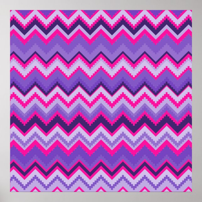Fet Lila Rosa Tribal Chevron Lila Girly Gifts Poster (Framsidan)