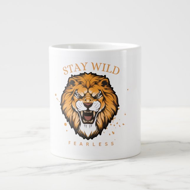 Fet Lion Mug | Estetisk Djur Koffekopp för Mig Jumbo Mugg (Framsidan)