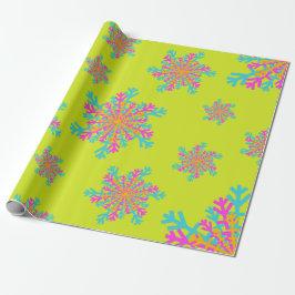 Fet, ljusfärglöst Snöflingor Modern jul Presentpapper