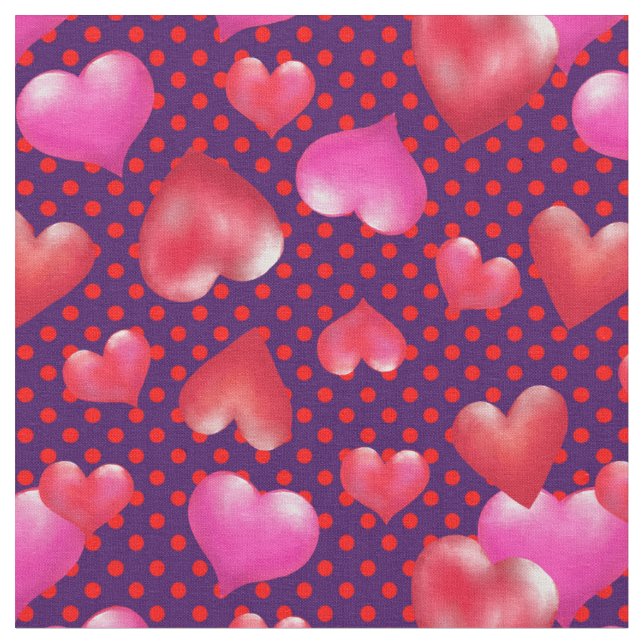 Fet målad hjärn på prickad Lila | Valentine Tyg (Närbild)