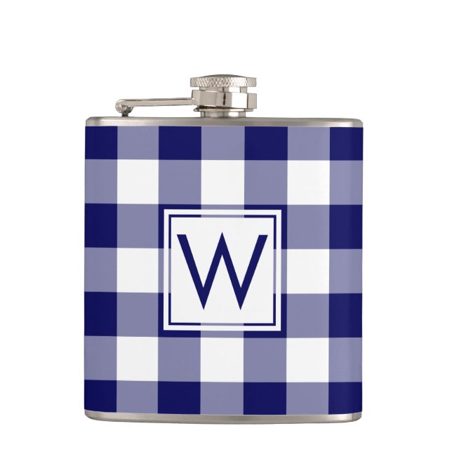 Fet marin flotta och vit Mönster med Monogram Fickplunta (Framsidan)