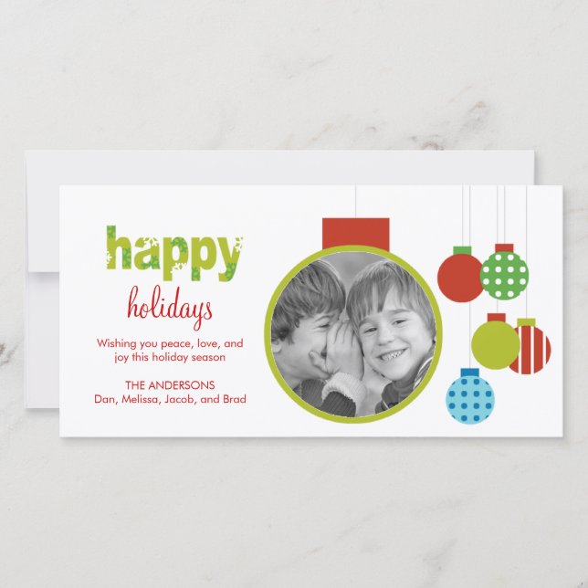 Fet med ornament Helgdag/julfotoport Julkort (Framsida)