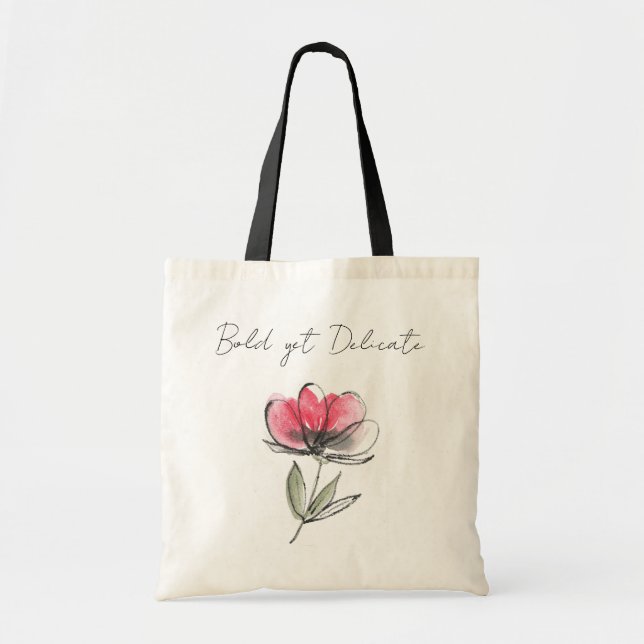 Fet men delikat - Red Flower Doodle Toodle Bag Tygkasse (Framsidan)