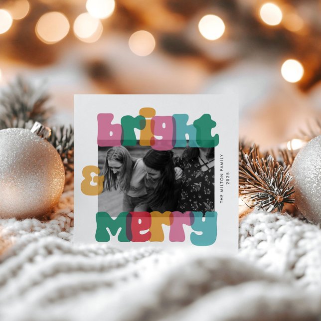 Fet Merry Bright Helgdag Ett fotokort Julkort (Skapare uppladdad)
