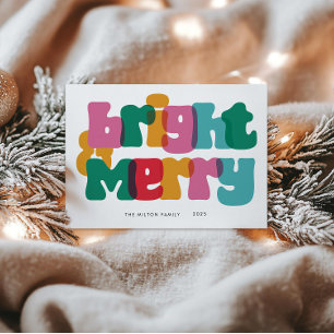 Fet Merry Bright-Helgdag-kort Julkort