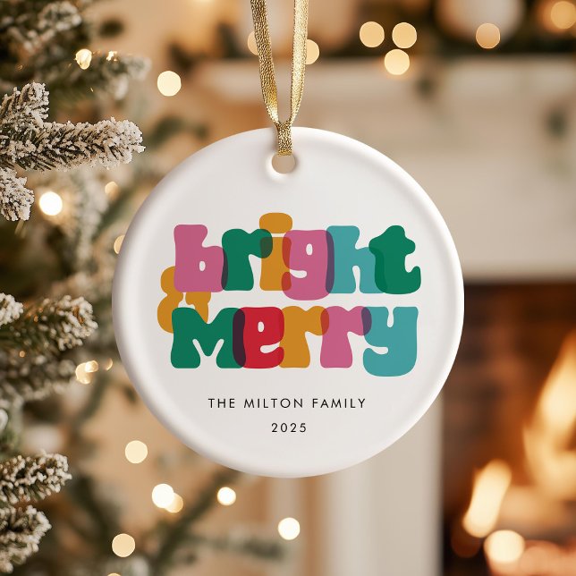 Fet Merry Bright Helgdag One Photo Julgransprydnad Keramik (Skapare uppladdad)