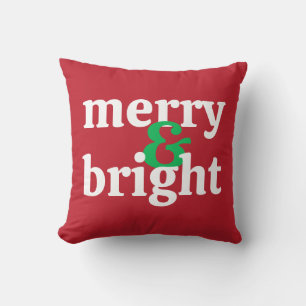 Fet "Merry & Bright"-jul Dekorativ kudde