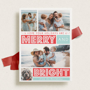 Fet Merry- och Bright Helgdag Fotokort Julkort