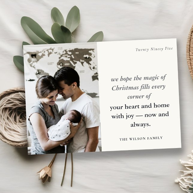 Fet minimal 1 fotosvart och vit jul julkort (Skapare uppladdad)