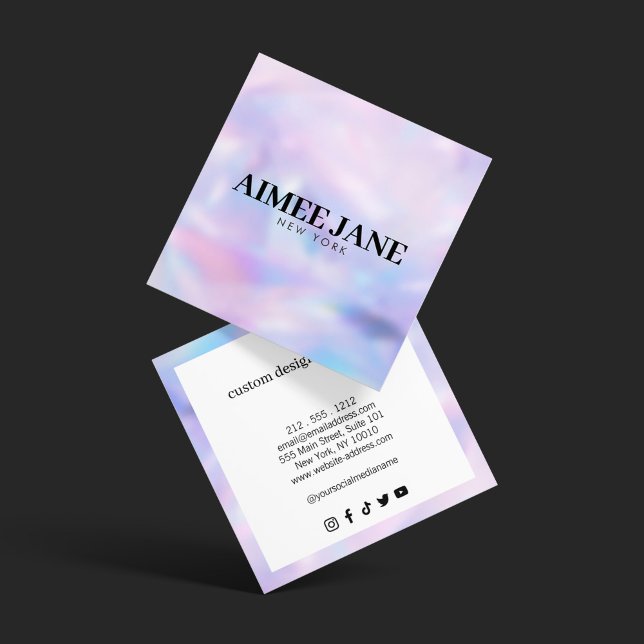 Fet minimal lyx Boutique Holografik Fyrkantigt Visitkort (Skapare uppladdad)