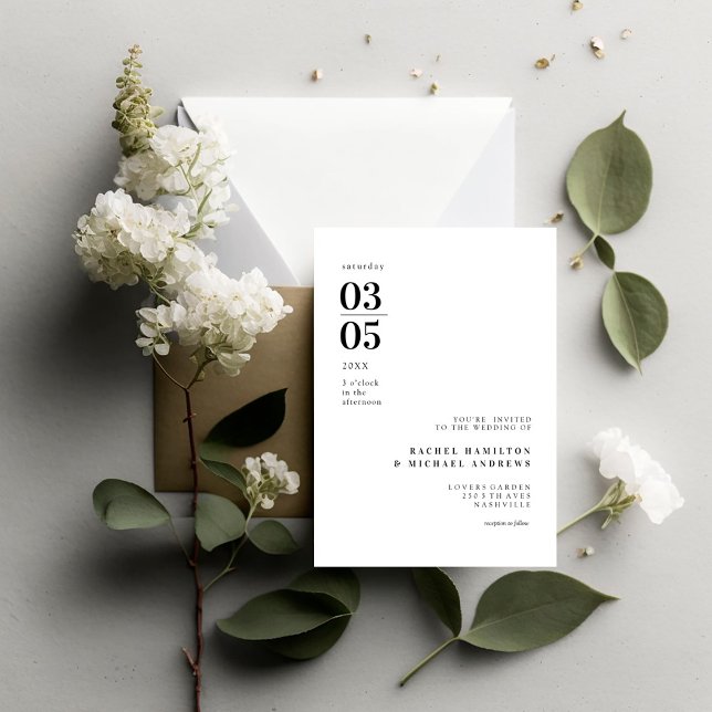 Fet, minimal trend mot Bröllop Inbjudningar (Bold Minimal Trending Wedding Invitation.)