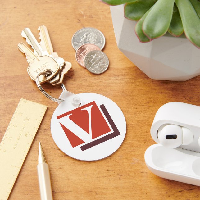 Fet minimalist bokstav V monogram Nyckelring (Skapare uppladdad)
