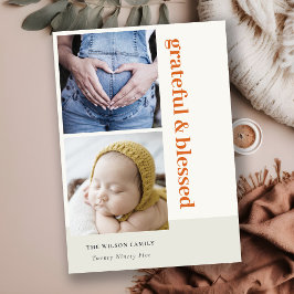 Fet minimalistisk 2 Foto Röd Rost Tacksam & Salig Julkort