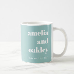 Fet minimalistisk Aqua Blue Retro Personligt bröll Kaffemugg