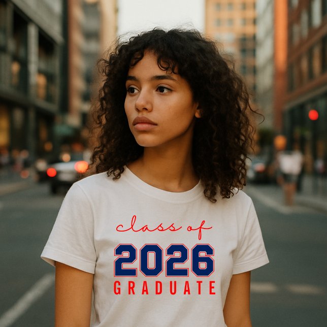 Fet Minimalistisk Blå Röd Klass 2026 Examinerad T Shirt (Skapare uppladdad)