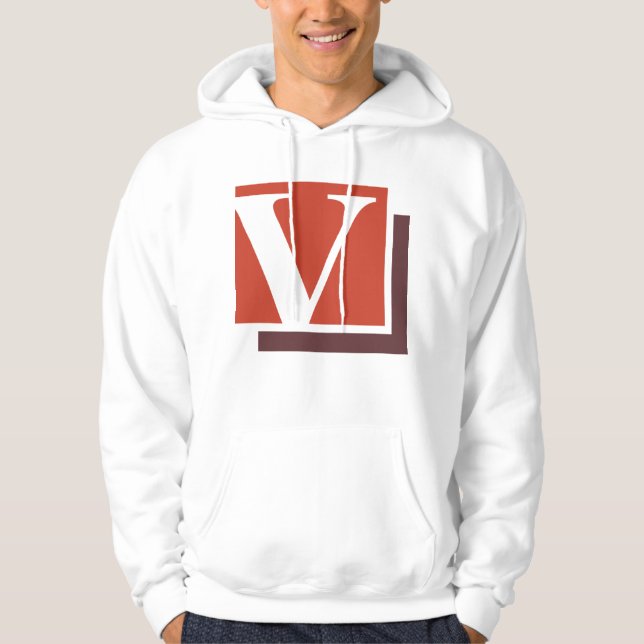 Fet minimalistisk bokstav V monogram Hoodie (Framsida)