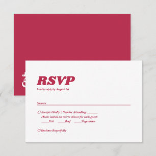 Fet minimalistisk Chic Retro Viva Magenta Bröllop OSA Kort