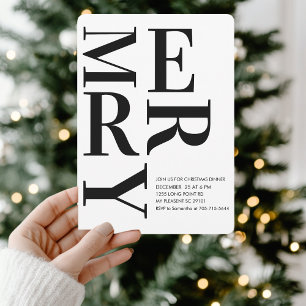 Fet minimalistisk God jul-middag Inbjudningar