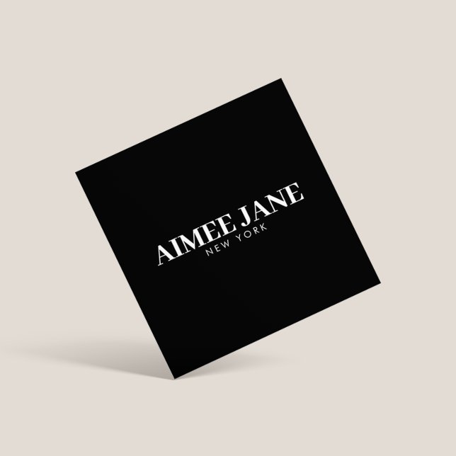 Fet, minimalistisk lyx Boutique Black/White Fyrkantigt Visitkort (Skapare uppladdad)