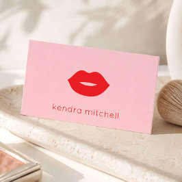 Fet minimalistisk röd läppslogga Makeup Artist Ros Visitkort