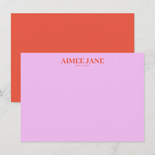 Fet, minimalistisk Rosa/Orange av lyxen Boutique Anteckningskort