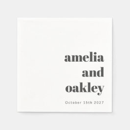 Fet, minimalistisk svart vit Retro Personligt bröl Pappersservett