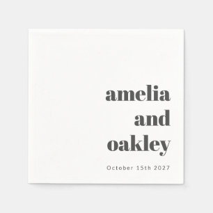Fet, minimalistisk svart vit Retro Personligt bröl Pappersservett