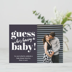 Fet, minimalistiskt foto babydusch inbjudningar