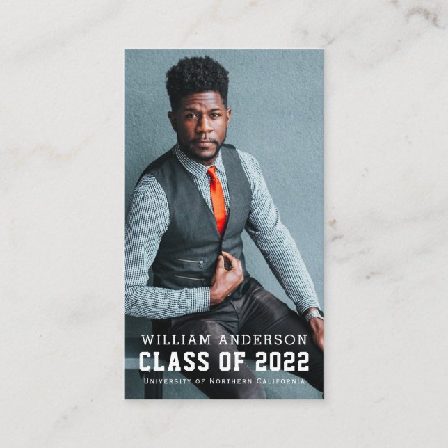 Fet, minimalistiskt foto Studenten Visitkort (Framsida)