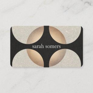 Fet Mod Faux Gold Foil och Glitter Black Retro Visitkort