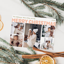 Fet Modern God jul fem foto Julkort
