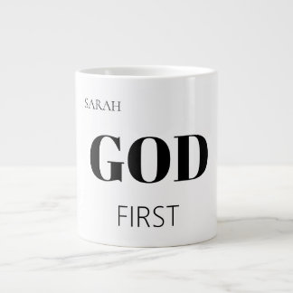 Fet Modern Gud Först Tro Sägande Slogan Jumbo Mugg