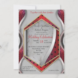 Fet Modern Metallisk 3D Red Grått Struktur-utseend Inbjudningar