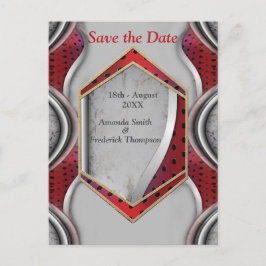 Fet Modern Metallisk 3D Red Grått Struktur-utseend Meddelande Vykort