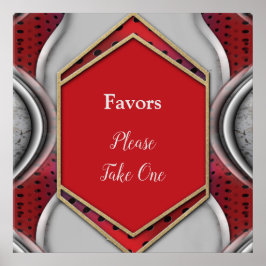 Fet Modern Metallisk 3D Red Grått Struktur-utseend Poster