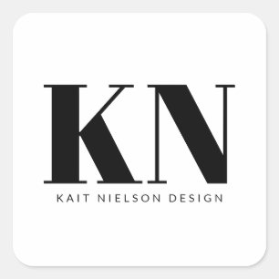 Fet modern monogram professionell svart vit fyrkantigt klistermärke