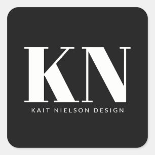 Fet Modern Monogram Professionella Initialer Svart Fyrkantigt Klistermärke