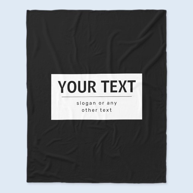 Fet modern redigerbar text | svart & vit fleecefilt (Skapare uppladdad)