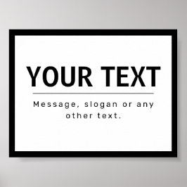 Fet modern, redigerbar text | Svartvitt Poster