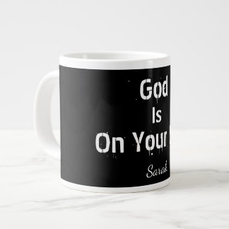 Fet Modern Svart Namn Tro Gud Är På Din Sida Jumbo Mugg